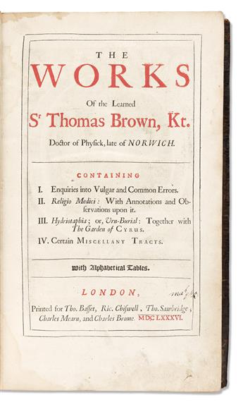 Browne, Sir Thomas (1605-1682) The Works.